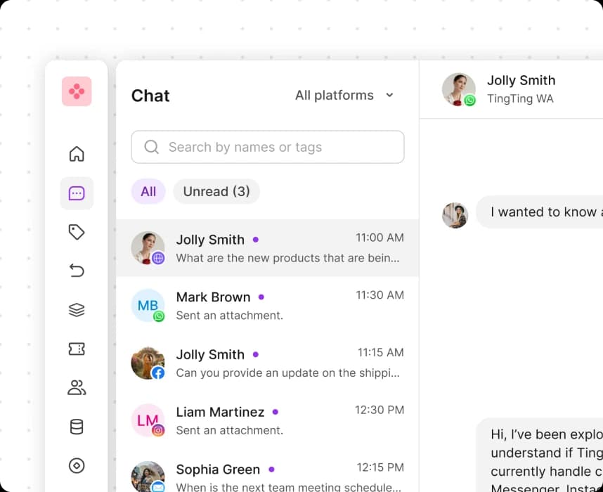 TingTing omni communication chat interface