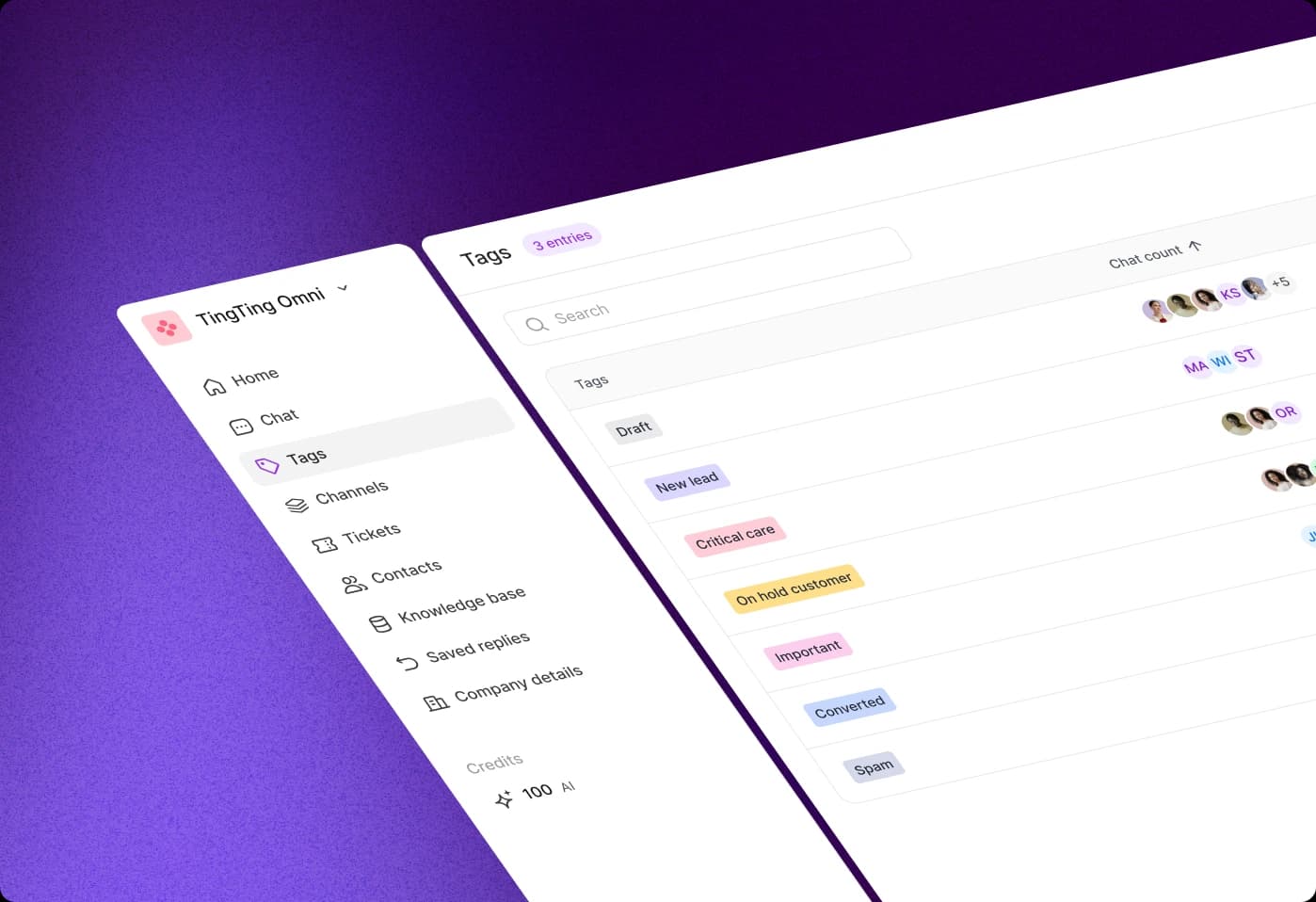 TingTing omni tags interface